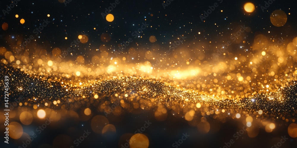 Obraz premium Cosmic particles glowing in the galaxy night sky art ethereal view