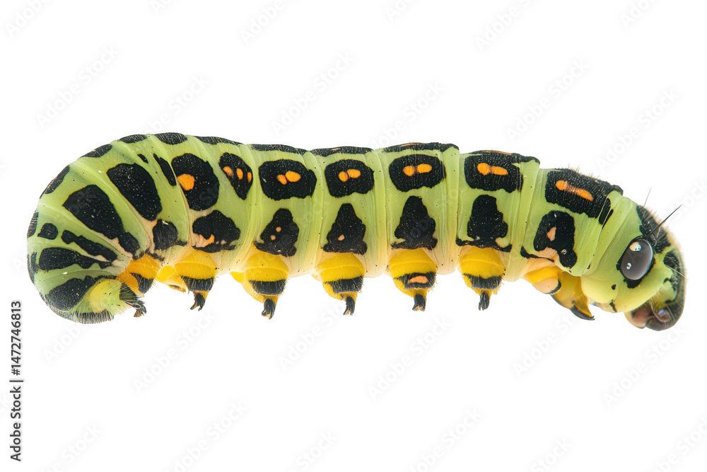 Fototapeta premium Lime swallowtail caterpillar isolated on transparent background