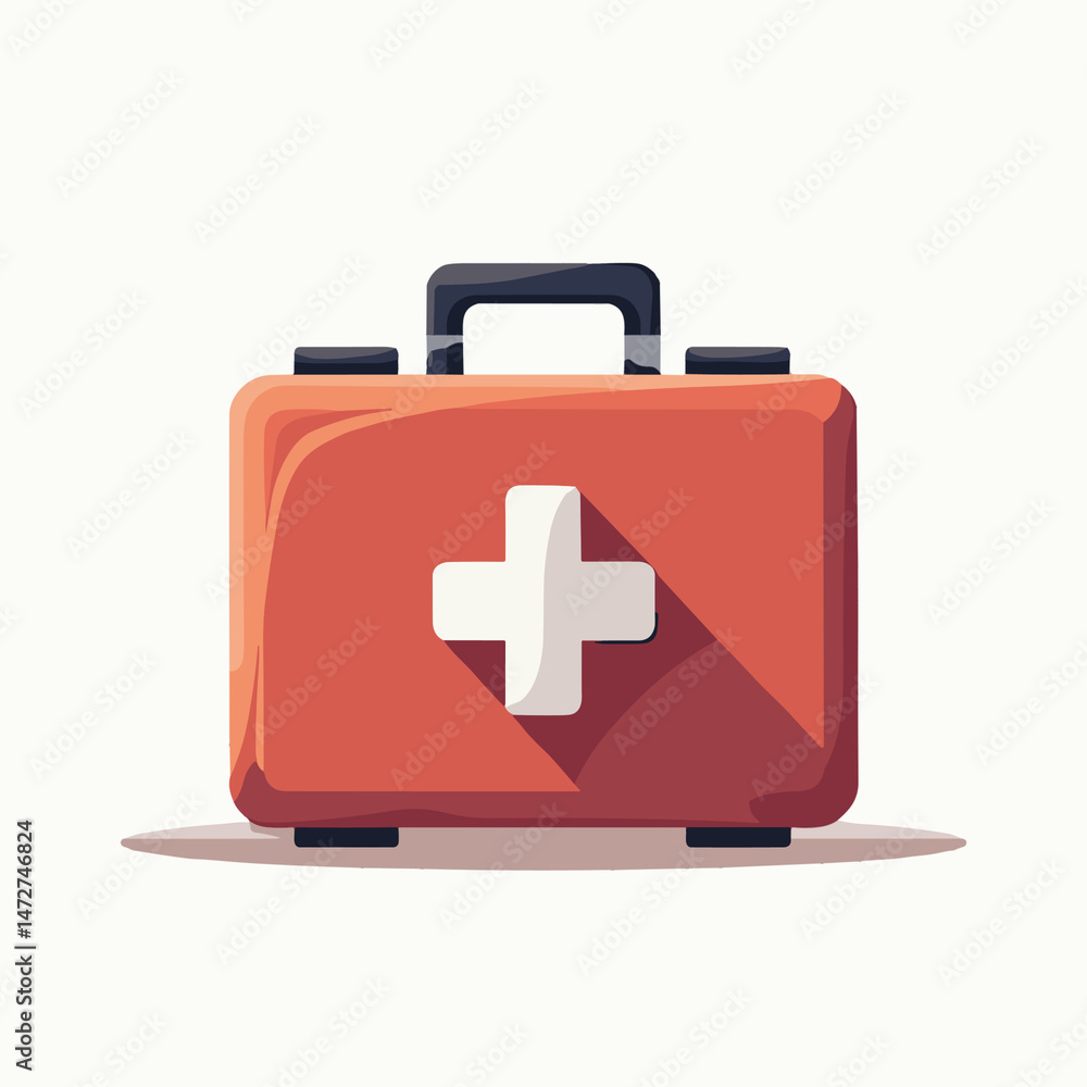 Obraz premium First Aid Kit in Flat Style with Red Color 