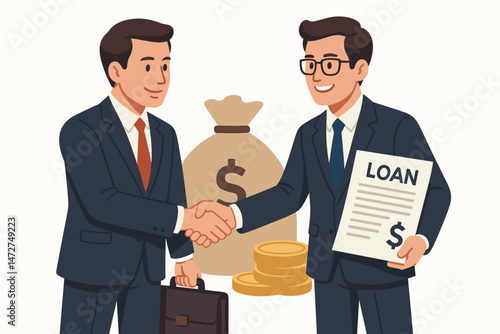 Successful Loan Agreement Signed Document - Financial Partnership Secured with Approved Credit Contract for Mortgage or Business Investment, Positive Outcome Achieved Symbol.