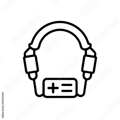 Audio headphones outline illustration on white background  