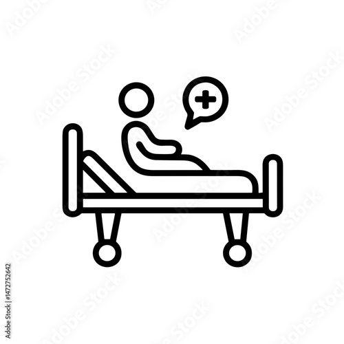 Allergic Patient Resting in Hospital Bed with Medical Thought Bubble  