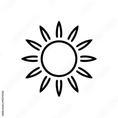 Sun Icon with Allergy Warning Symbol in Minimalist Style  