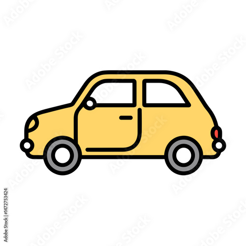 Yellow car covered with spring pollen in a sunny environment  