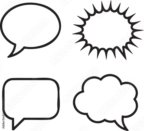 Speech bubbles Outline set vector illustration isolated On Transparent Background