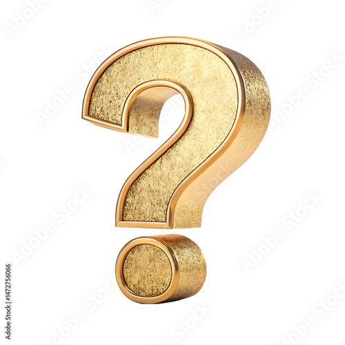 Shiny golden question mark symbol isolated against a black background for design and branding