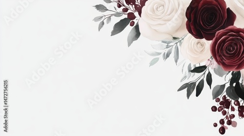 Elegant Floral Corner Arrangement with Burgundy and Cream Roses