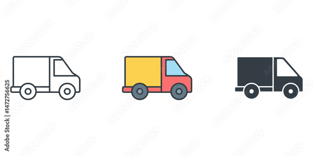 Delivery Van icon symbol vector illustration isolated on white background Delivery Van icon symbol vector illustration isolated on white background