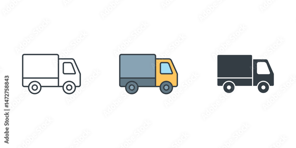 Truck icon symbol vector illustration isolated on white background Truck icon symbol vector illustration isolated on white background