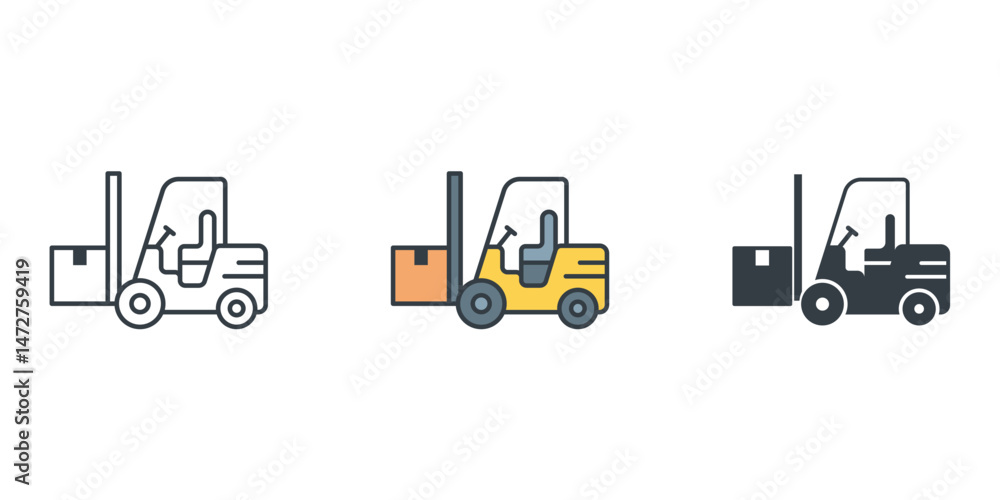 Fototapeta premium Forklift icon symbol vector illustration isolated on white background