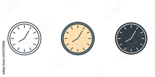 Clock icon symbol vector illustration isolated on white background