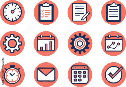 Flat Vector Icon Set ? Business & Project Management Concepts