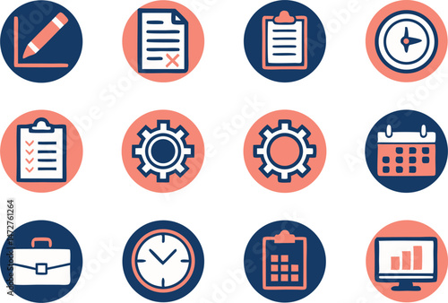 Flat Vector Icon Set ? Business & Project Management Concepts