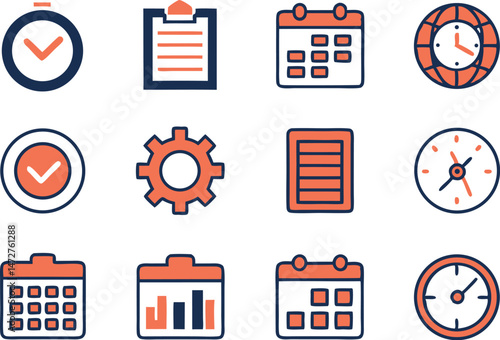 Flat Vector Icon Set ? Business & Project Management Concepts