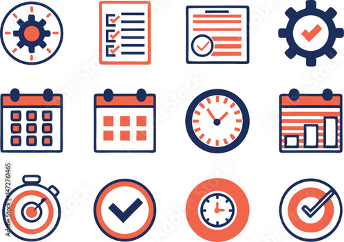 Flat Vector Icon Set ? Business & Project Management Concepts