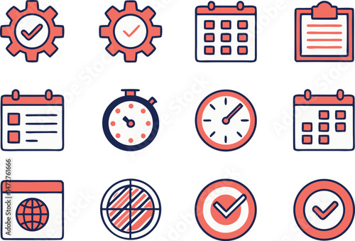 Flat Vector Icon Set ? Business & Project Management Concepts