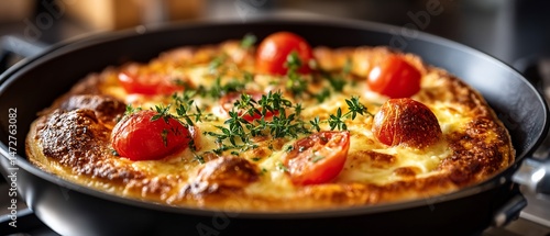 Omelet masterpiece with thyme and tomatoes