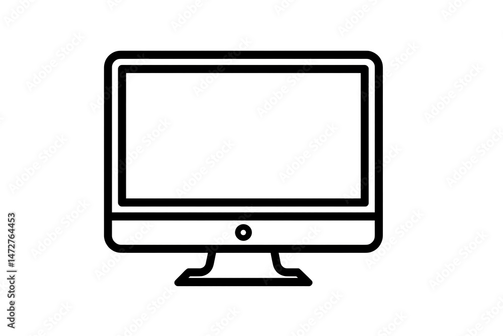 A Simple Line Drawing of a Modern Desktop Computer Monitor A Simple Line Drawing of a Modern Desktop Computer Monitor