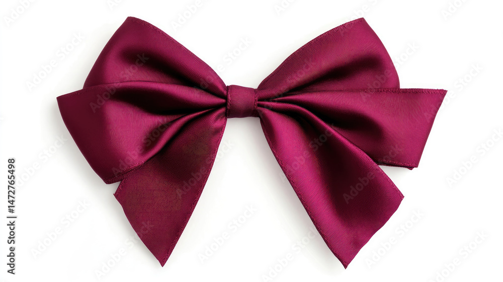 Naklejka premium A rich burgundy satin ribbon bow, elegantly tied