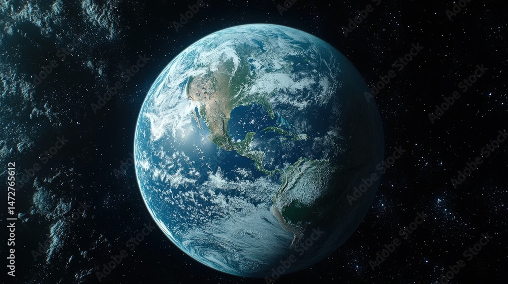Obraz premium A view of planet Earth from space, a celestial sphere.