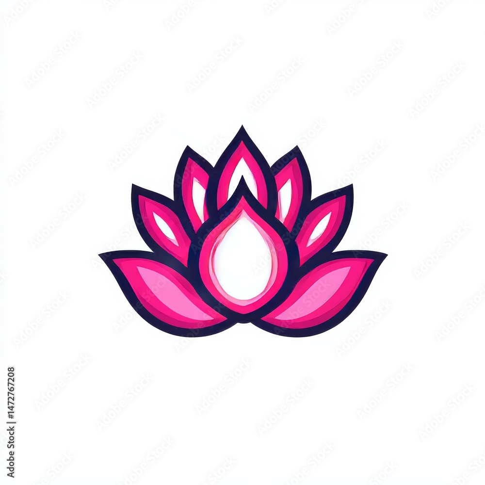 A pink lotus flower rendered in minimalist style features simplified shapes and clean lines A pink lotus flower rendered in minimalist style features simplified shapes and clean lines