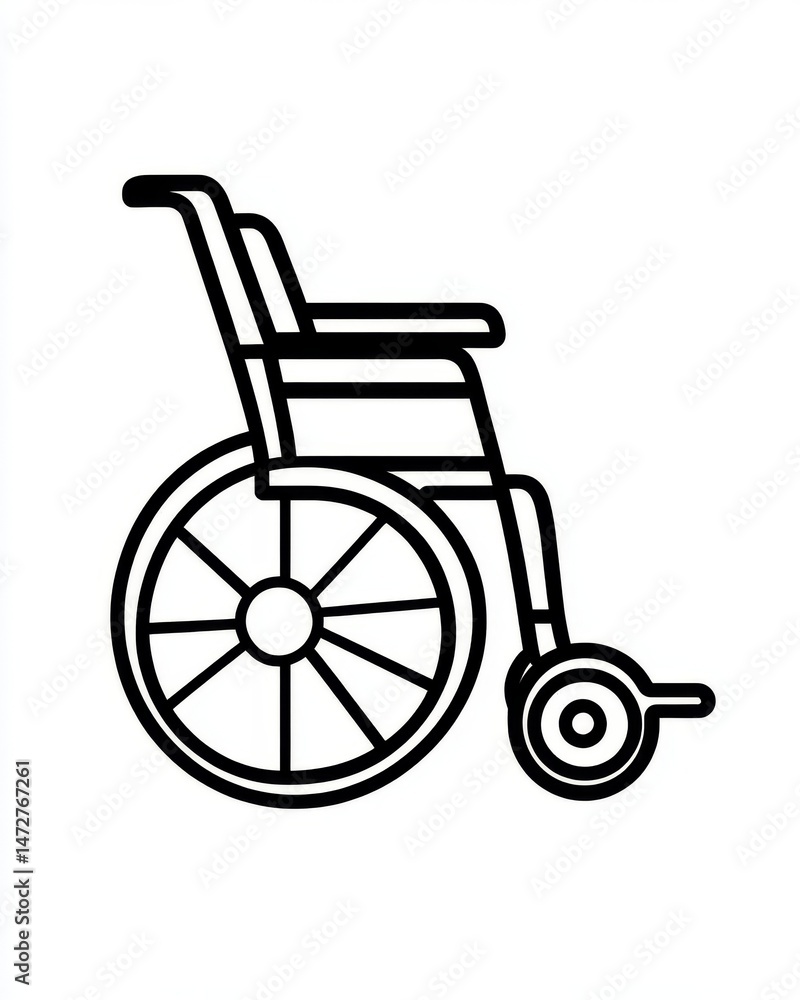 A wheelchair featuring large wheels at the back and smaller ones at the front A wheelchair featuring large wheels at the back and smaller ones at the front