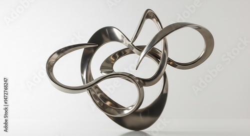 Wallpaper Mural 光沢輝く金属彫刻 躍動感あふれる曲線美 抽象的デザイン. AI Generated Torontodigital.ca