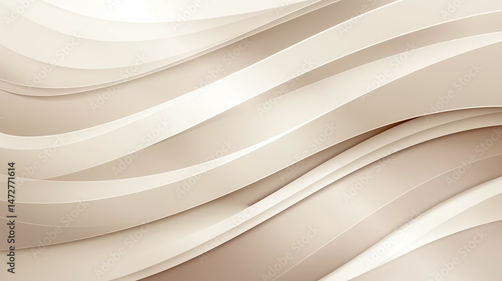Obraz premium Abstract beige background with flowing wavy lines creating a smooth textured surface.