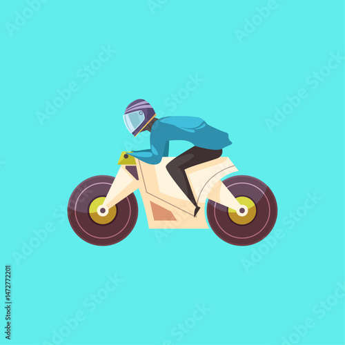 Biker speeeding icon logo flat vector design