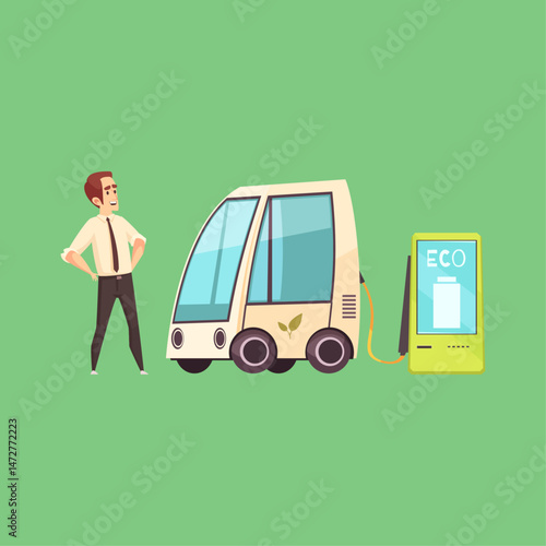 Electric car charging icon logo flat vector design
