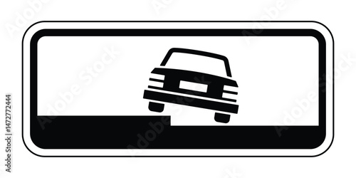Road Sign for Left-Side Parking with Two Wheels on Sidewalk – Traffic Regulations and Parking Instructions – High Quality Vectorial Stock Graphic