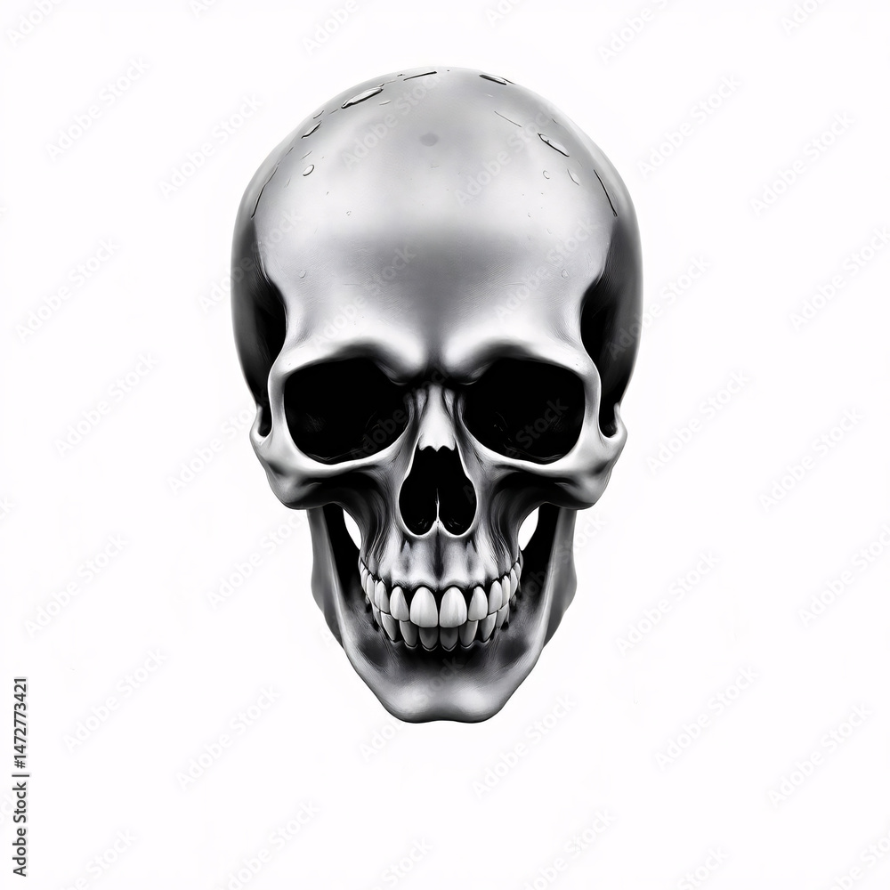 Fototapeta premium A detailed black and white illustration of a human skull, symbolizing mortality.