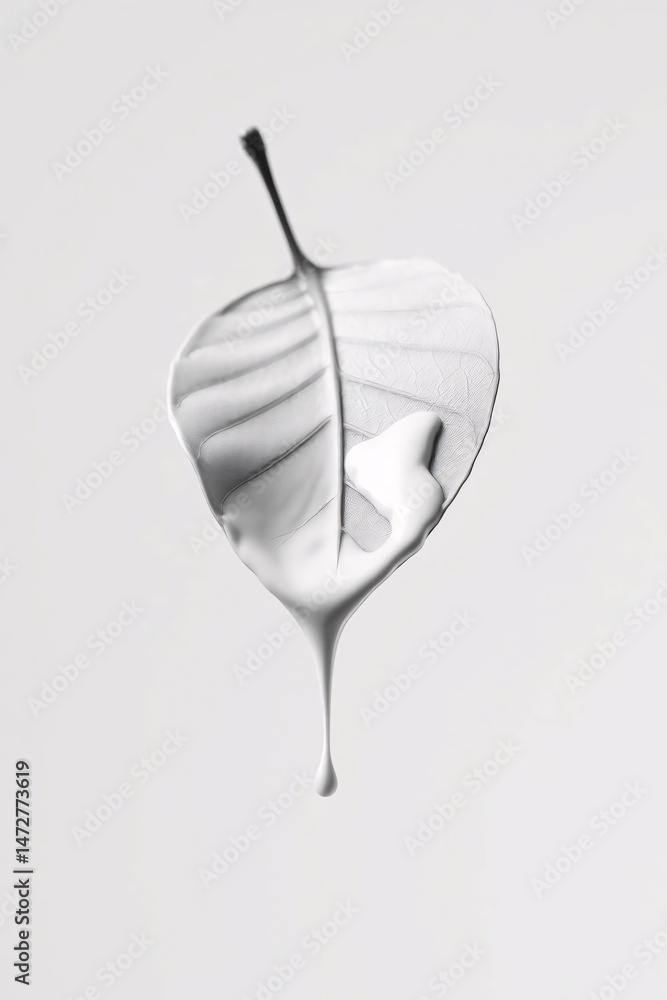 A black and white photograph of a leaf, highlighting its veins and texture. A black and white photograph of a leaf, highlighting its veins and texture.
