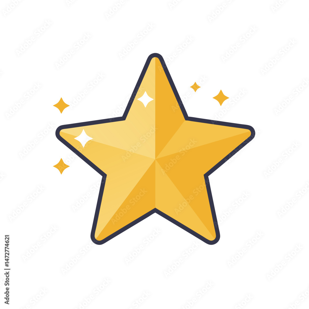 Fototapeta premium Golden star shining against a white background 