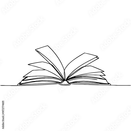 Open Book Sketch Illustrating Knowledge and Imagination  