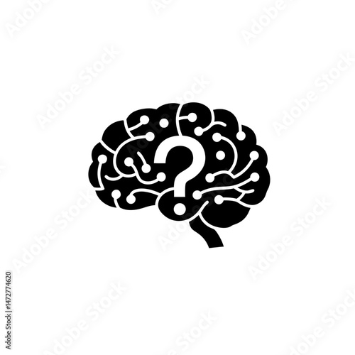 Brain with Question Mark Representing Uncertainty in Knowledge  