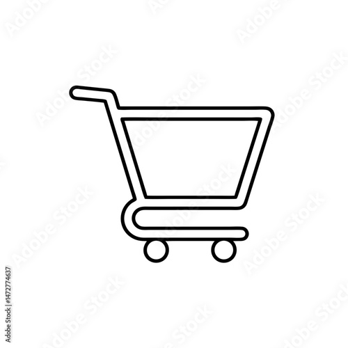 Simple Line Art Shopping Cart Icon  