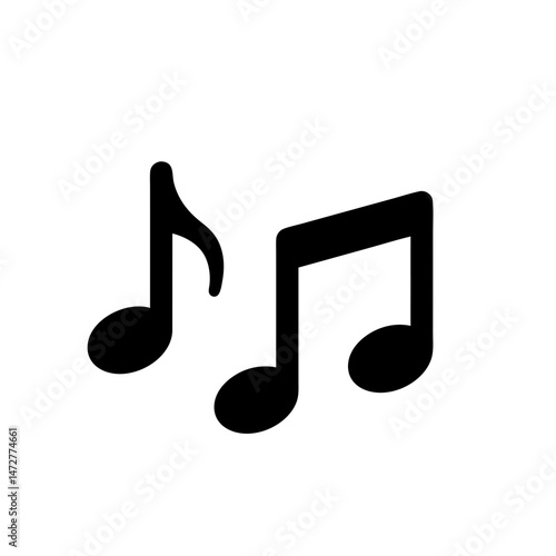Musical notes symbol in black on a white background  