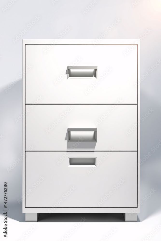 A modern white cabinet with three drawers, perfect for home or office storage solutions. A modern white cabinet with three drawers, perfect for home or office storage solutions.
