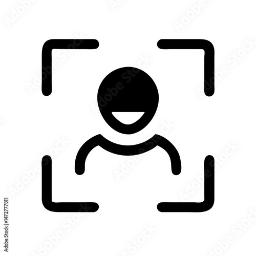 Face recognition icon representing contactless technology and remote services
