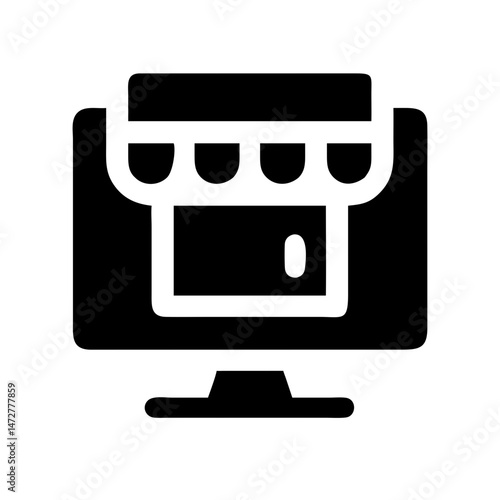 Online shop icon representing contactless technology and remote services