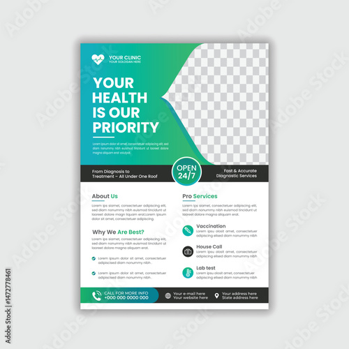 Customizable Medical Center Flyer – Healthcare Promotion Design for Private Clinics