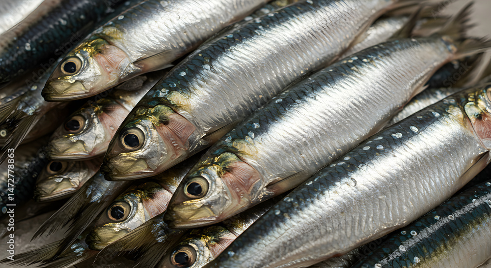 Obraz premium Pile Of Fresh Sardines Ready For Cooking As A Culinary Delight