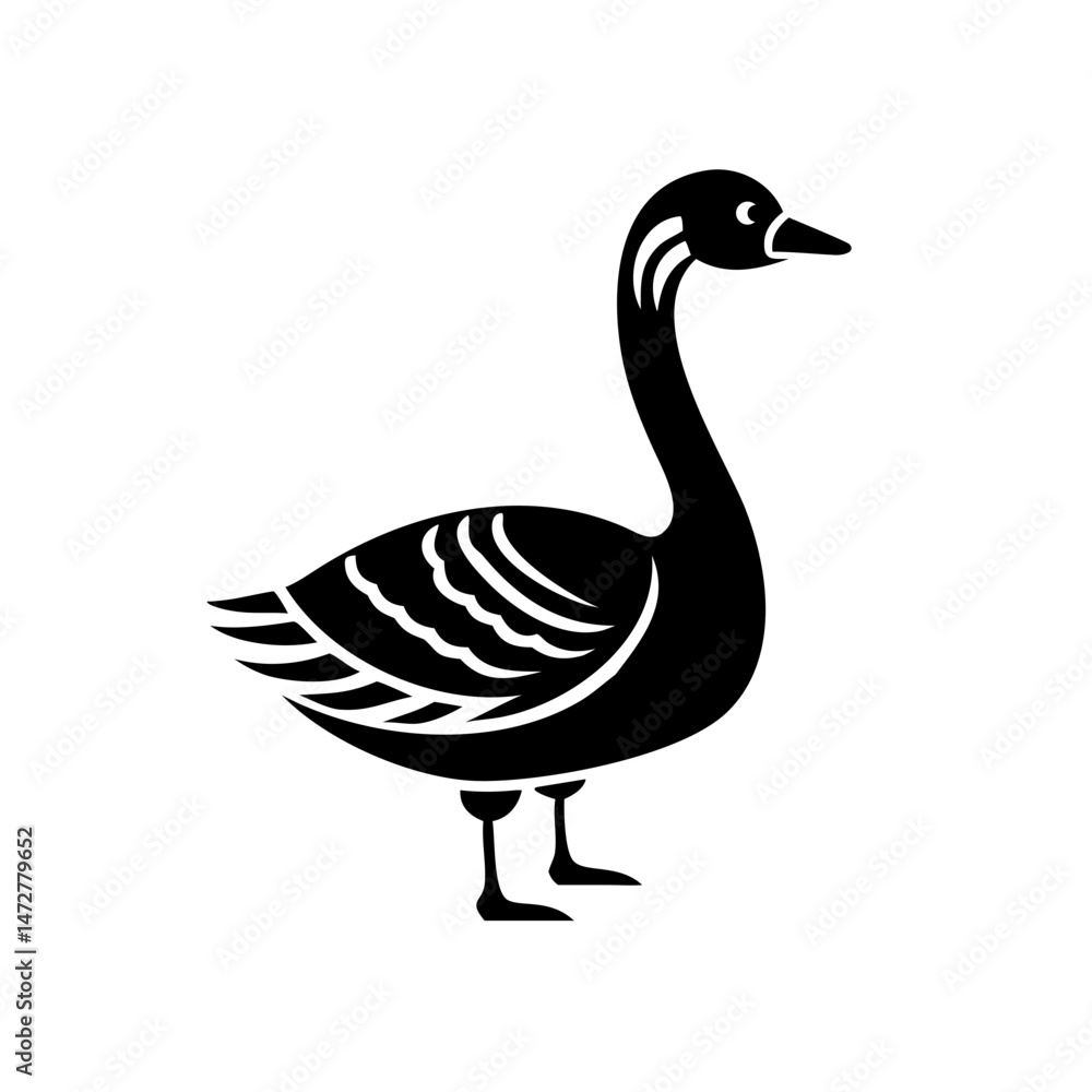Black goose icon with a cute character design Black goose icon with a cute character design