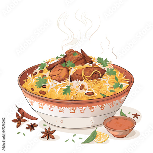 matton briyani illustration on white background