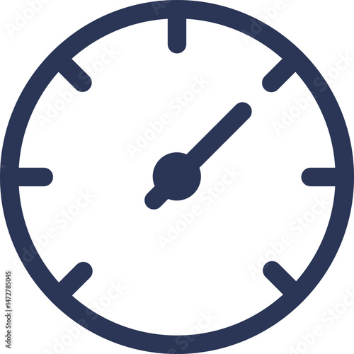 Vector single gauge icon: speedometer, tachometer, pressure, fuel and temperature meters for dashboards.