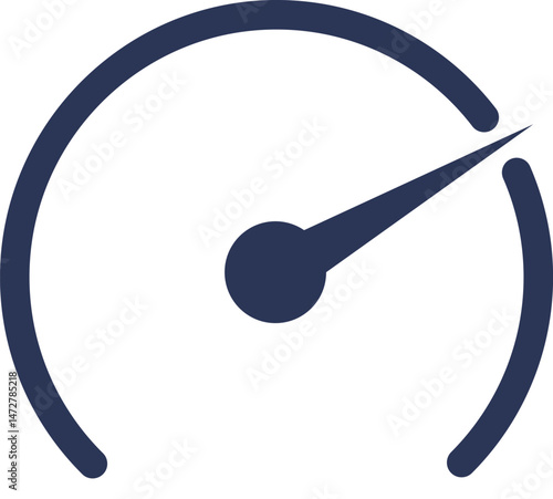Vector single gauge icon: speedometer, tachometer, pressure, fuel and temperature meters for dashboards.