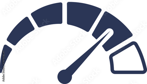 Vector single gauge icon: speedometer, tachometer, pressure, fuel and temperature meters for dashboards.
