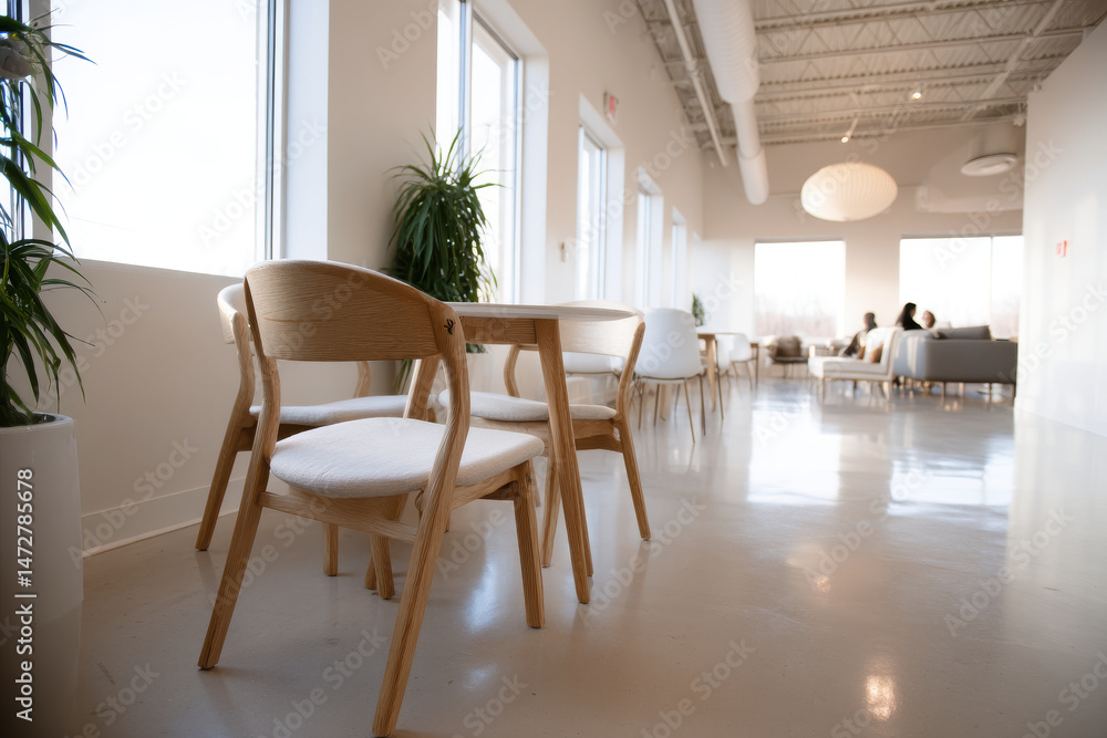 Fototapeta premium bright and sunny coworking space featuring minimalist design elements