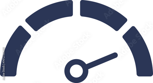 Vector single gauge icon: speedometer, tachometer, pressure, fuel and temperature meters for dashboards.